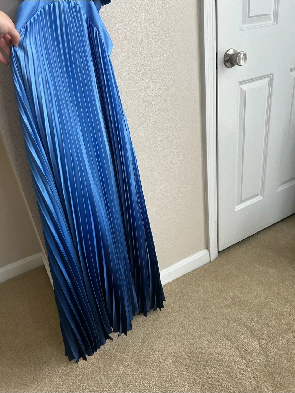 NWT Abercrombie & Fitch Giselle Halter Blue Ombré Pleated Cutout Maxi Dress Sz M
